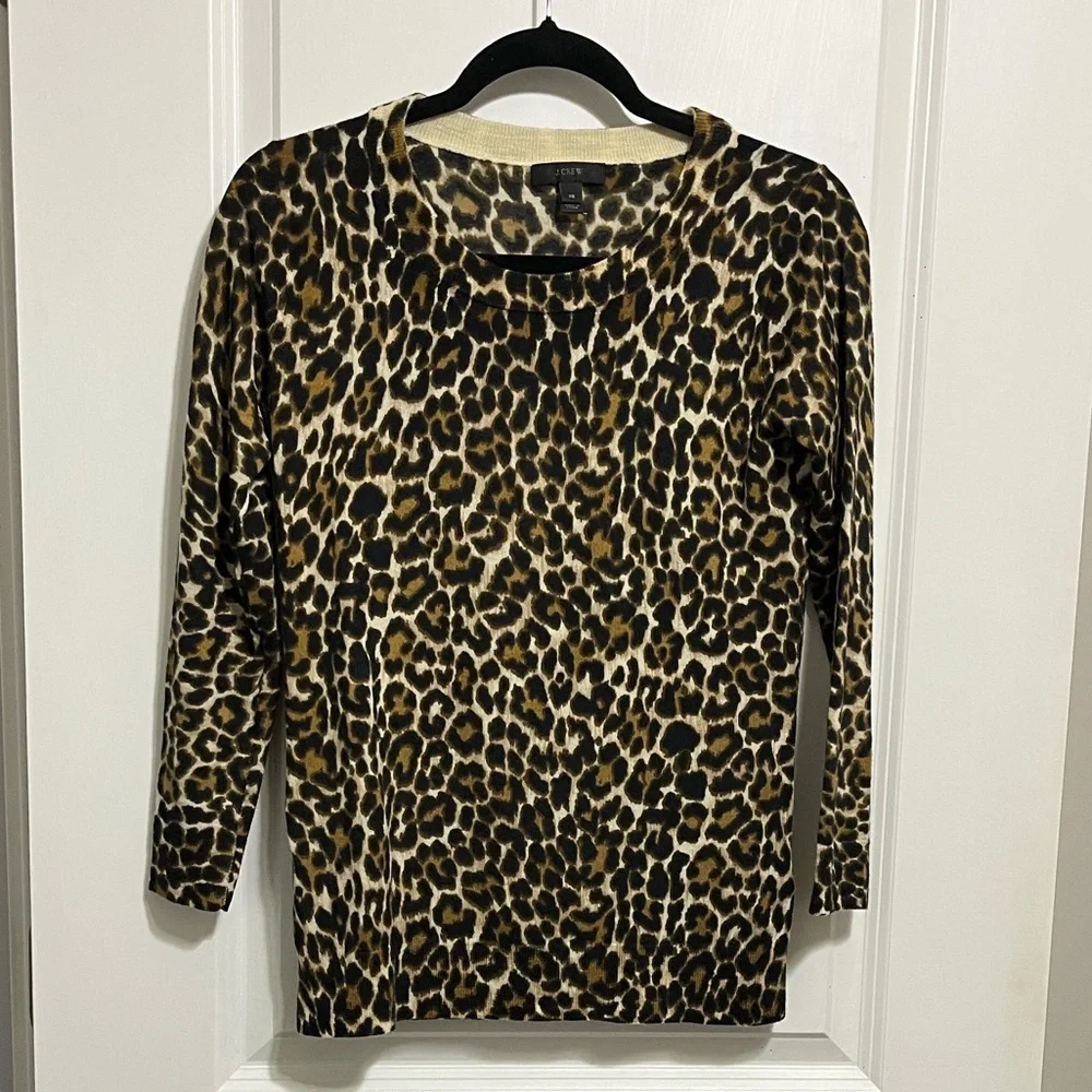 J. Crew Tippi Leopard Merino Wool Sweater XS